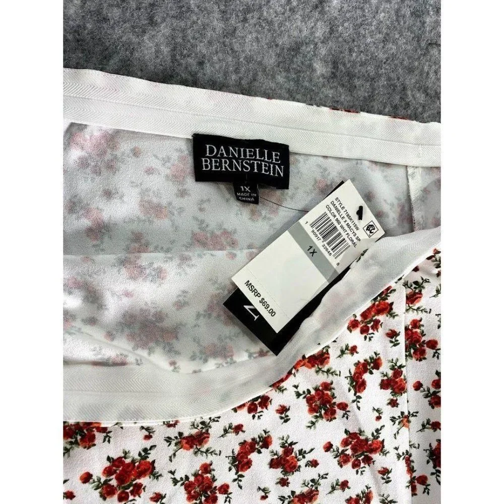 Danielle‎ Bernstein White Red Floral MIdi Slip Skirt Sz 1x NEW
